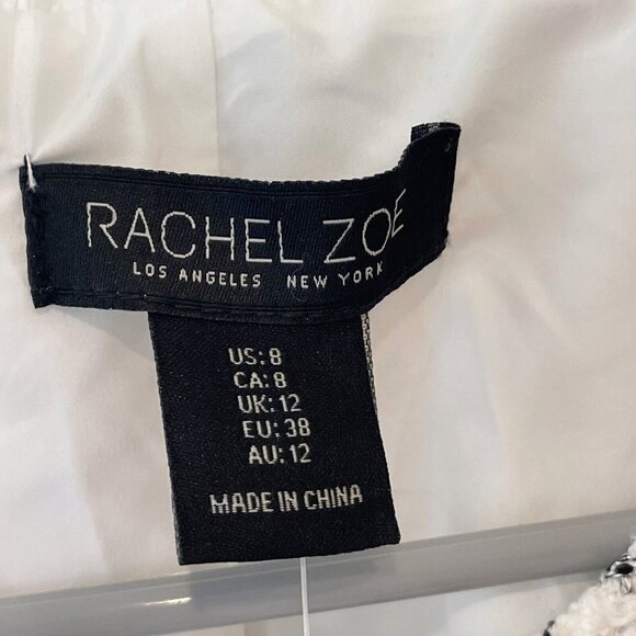 Rachel Zoe Tweed Button Up Mini Dress Womens Size 8 White Short Sleeve NEW - Picture 4 of 15